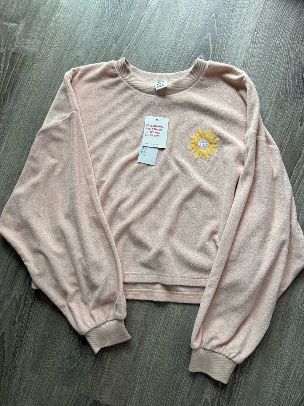 Roxy Light Pink Cropped Sweatshirt